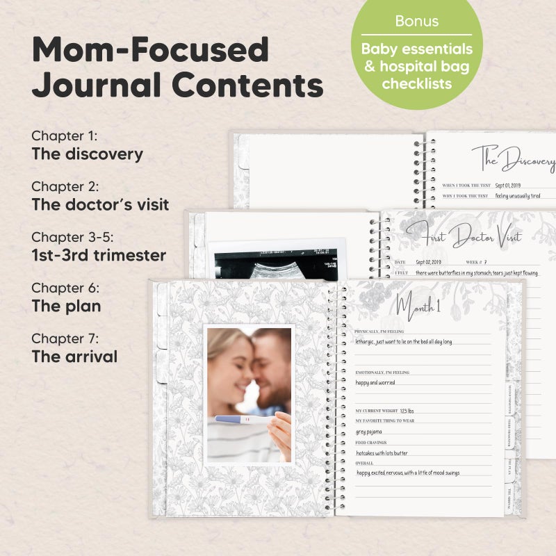 KeaBabies Pregnancy Journal, Pregnancy Announcements - 80 Pages Hard Cover Baby Books For Mom To Be Gift, Baby Memory Book Keepsake, Gender Reveal Gifts For New Moms, Shower & Registry (Clay) - Image 3